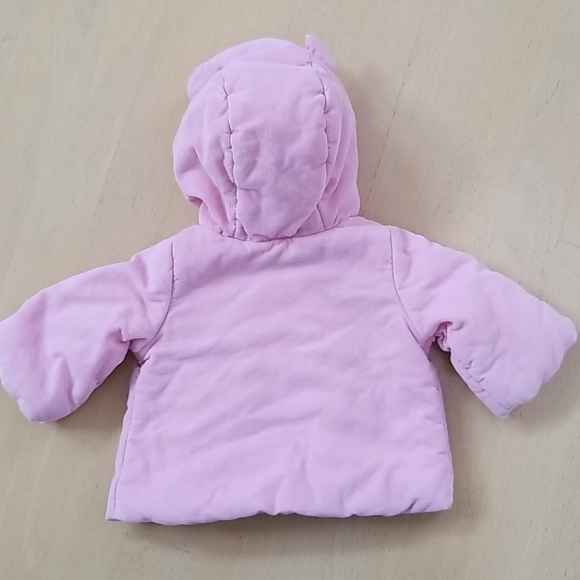 Baby Gap pink corduroy coat with bear ears 0-3 mos - Picture 5 of 12